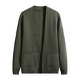 thumbnail image 2 of 2DXuixsh Lightweight Wool Cardigan Sweater Mens Autumn Leisure Solid Fasten Pocket Thin Jacket Blouse Coat Cardigan Top Mens Open Front Cardigan Sweaters Army Green Xxxl, 2 of 5
