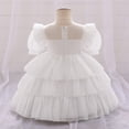 thumbnail image 4 of Sngxgn Girl's Short Sleeve Button up Pleated Loose Casual Midi Dress(White,80), 4 of 4