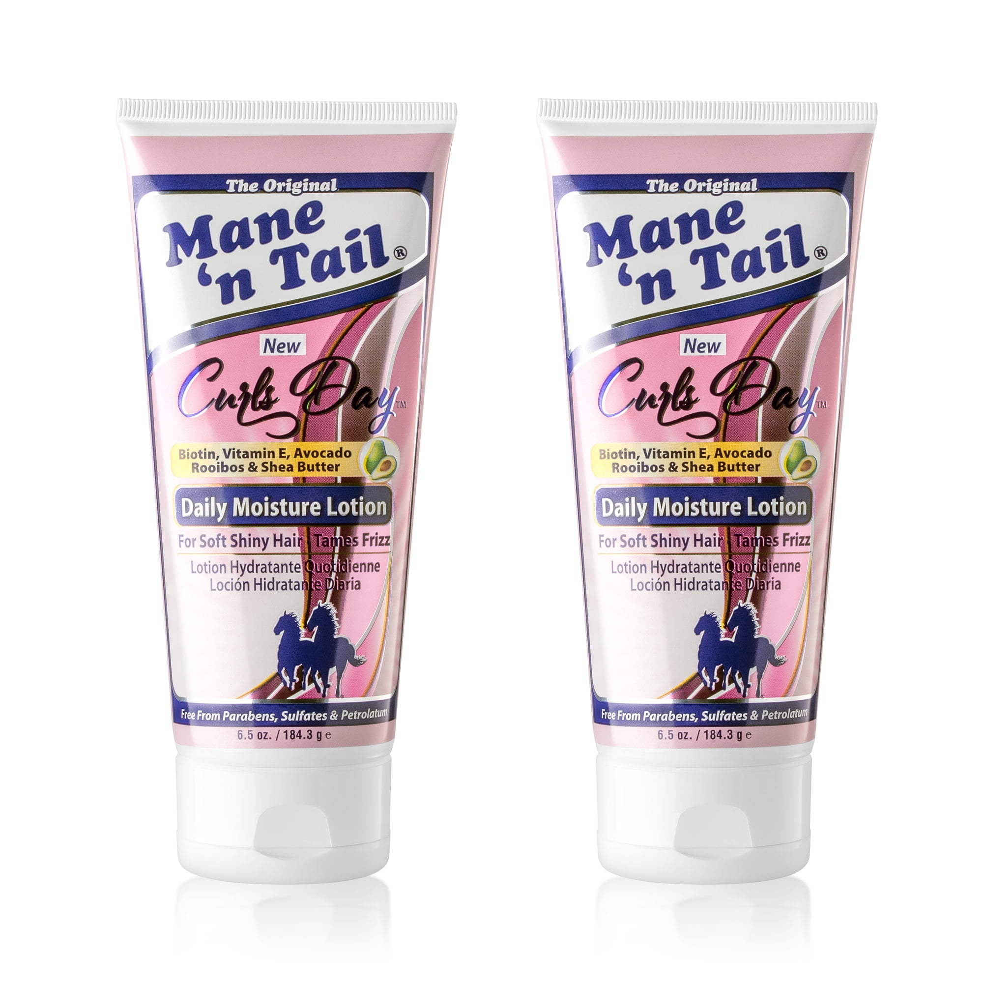 Mane 'n Tail Daily Moisture Lotion (2 Pack, 6.5 Oz Each) with Biotin, Vitamin E, Avocado, Rooibos & Shea Butter – Tames Frizz, Adds Shine & Hydrates Curly Hair