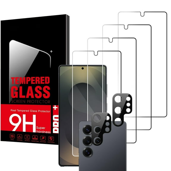 4-pack tempered glass screen protector   2 lens protectors for Samsung Galaxy S25 Ultra, 9H hardness, scratch-resistant and drop-resistant, HD tempered glass, supports fingerprint unlocking