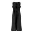 thumbnail image 3 of Women's Summer Retro Casual Oversize Loose Wide Leg Jumpsuit Long Baggy Overall Trousers Cool Jumpsuits for Women V Neck Suit Bodysuit for Women Dressy Loose Jumpsuit for Women Pocket Short Sleeve Tie, 3 of 5