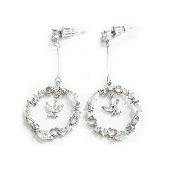 Amy and Annette 14k Gold Plated Butterfly Drop Earrings with Swarovski Crystals