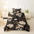 thumbnail image 2 of Homewish Gothic Halloween Skull Twin Duvet Cover,Vintage Baroque Floral Twin Bedding,Black Golden,Black Reversible,2-Piece,1 Duvet Cover and 1 Pillowcase, 2 of 6