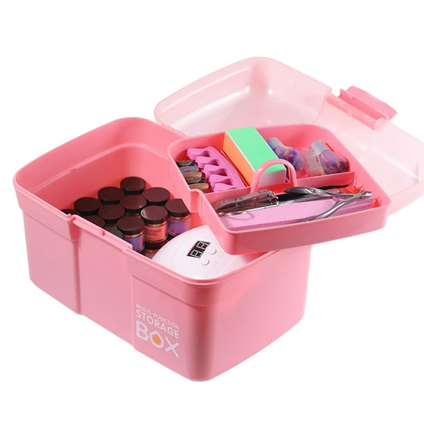 Estink Multipurpose Organizer Plastic Storage Box With Removable Tray Nail Polish Carrying Case Multipurpose Organizer Storage Case For Nail Art Craft