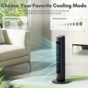 KISSAIR 31 Bladeless Tower Fan with Remote, 3 Speeds, 2 Modes, 85° Oscillation, 15H Timer, LED Display, Quiet Cooling Fan for Bedroom & Office, Black