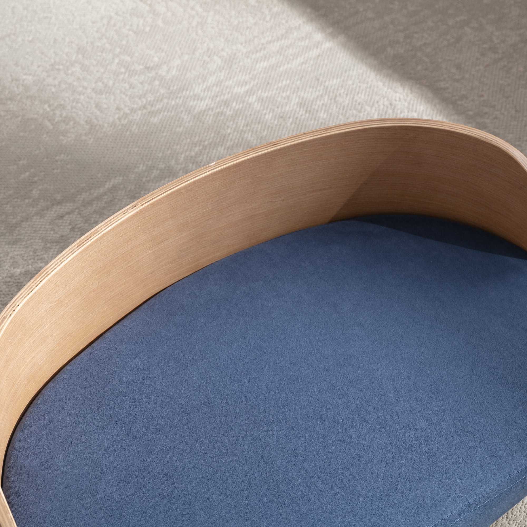 Pefilos 26" Modern Pet Sofa Dog Bed With Solid Wood legs and Bent Wood Back, Velvet Cushion, Walnut, Blue Pefilos 26" Modern Pet Sofa Dog Bed With Solid Wood legs and Bent Wood Back, Velvet Cushion, Walnut, Blue