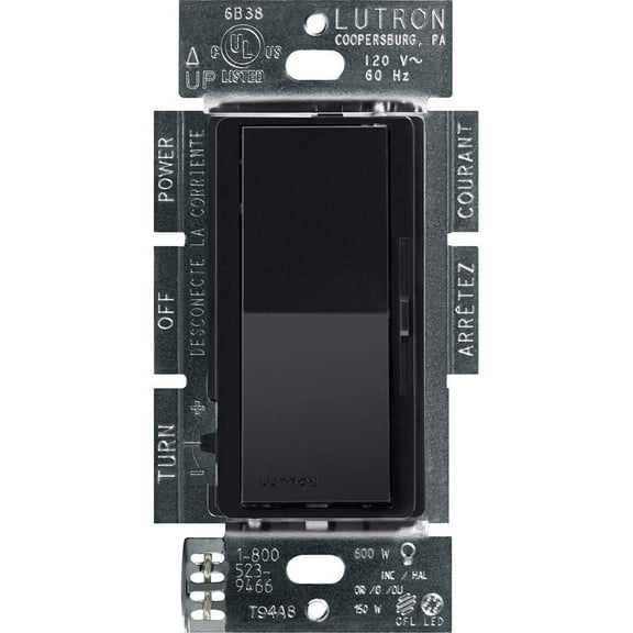 Interruptor regulador Lutron Diva LED+ DVCL-153P-BL 150W negro