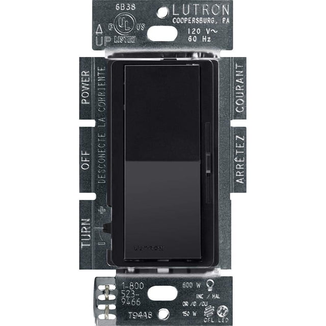 Interruptor regulador Lutron Diva LED+ DVCL-153P-BL 150W negro