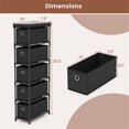thumbnail image 2 of Narrow 5 Drawer Storage Tower Slim Dresser with Industrial Wood Top Modern Minimalist Chest for Small Spaces Apartments Studio Side Table Nightstand Entryway Organizer Black, 2 of 10
