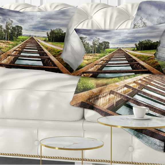 Designart Water Channel and Trees - Landscape Photo Throw Pillow - 12x20