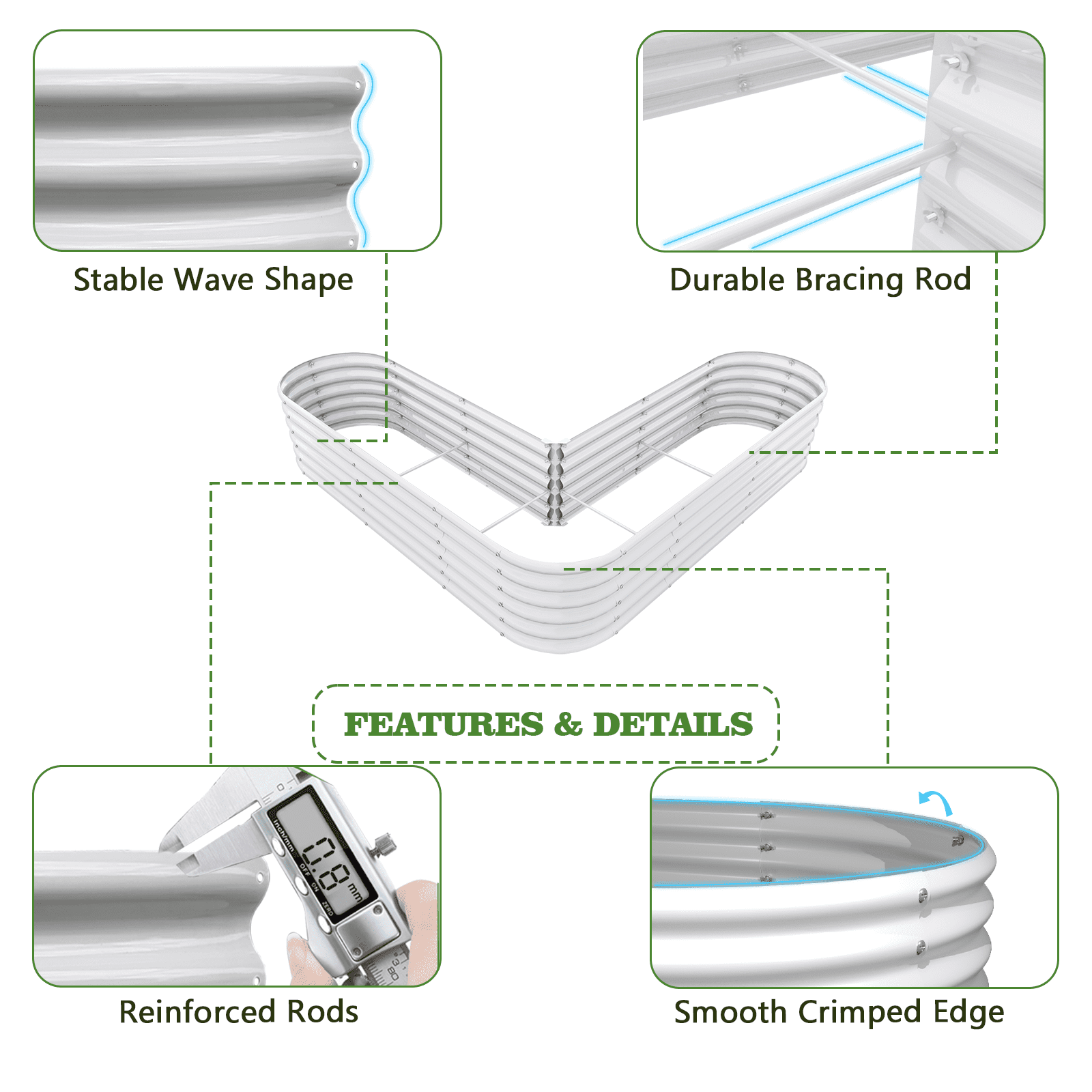 TRAMULL Heart-Shaped Galvanized Raised Garden Beds Outdoor,81x81x18in Large Metal Planter Box