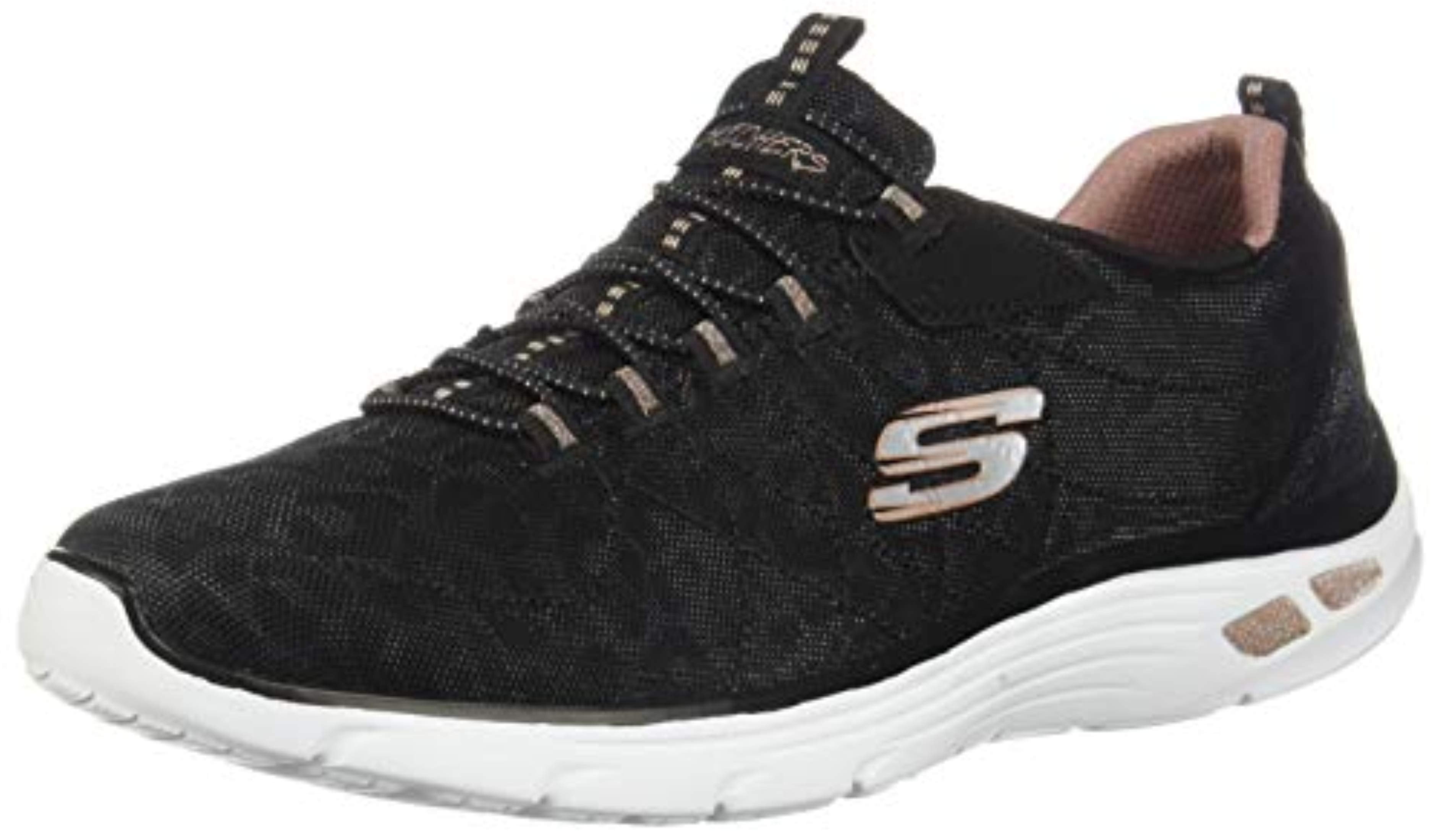 black and rose gold skechers
