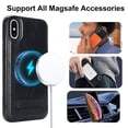 thumbnail image 2 of for iPhone X/XS PU Leather Back Case, Built-in Invisible Stand [Compatible with Magsafe] Protective Slim Kickstand Anti-fall Phone Cover Compatible with iPhone X/XS, Black, 2 of 8
