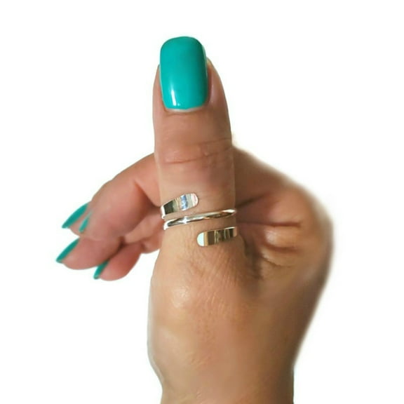 Thumb Ring, Sterling Silver Thumb Ring, Coil, Bypass, Adjustable, Polished 925, Thumb Rings for Women
