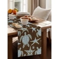thumbnail image 4 of Marine Life Table Runner, Vintage Blue Sea Turtles Starfish Black Background Cotton Linen Kitchen Table Decoration Washable Dining Tabletop Runners for Home Party Decor 14x72 Inches, 4 of 9