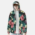 thumbnail image 3 of Picia Green Tropical Leaves Women's Men's UPF 50+ Sun Protection Hoodie Shirt Long Sleeve SPF Fishing Outdoor UV Hiking Lightweight Shirts-X-Large, 3 of 9