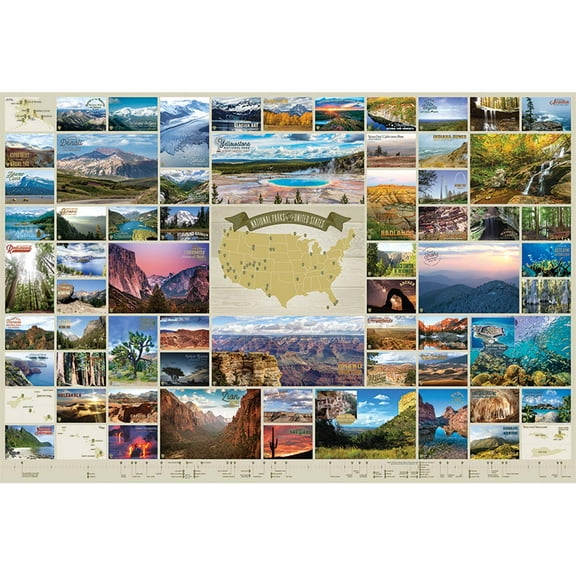 Cobble Hill 2000 Piece Puzzle - National Parks of The United States - Sample Poster Included