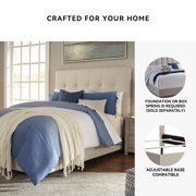 Signature Design by Ashley Dolante Queen Upholstered Bed, Beige, Modern Platform Bed with Tufted Headboard