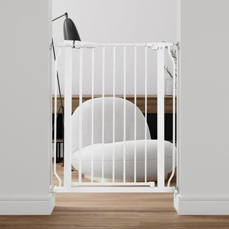 EDX 36" Height Walk Through Dog Gate, Pressure Mounted with Auto-Close and Hold-Open Features, Fits 29.1–33.8 Inch Openings, White