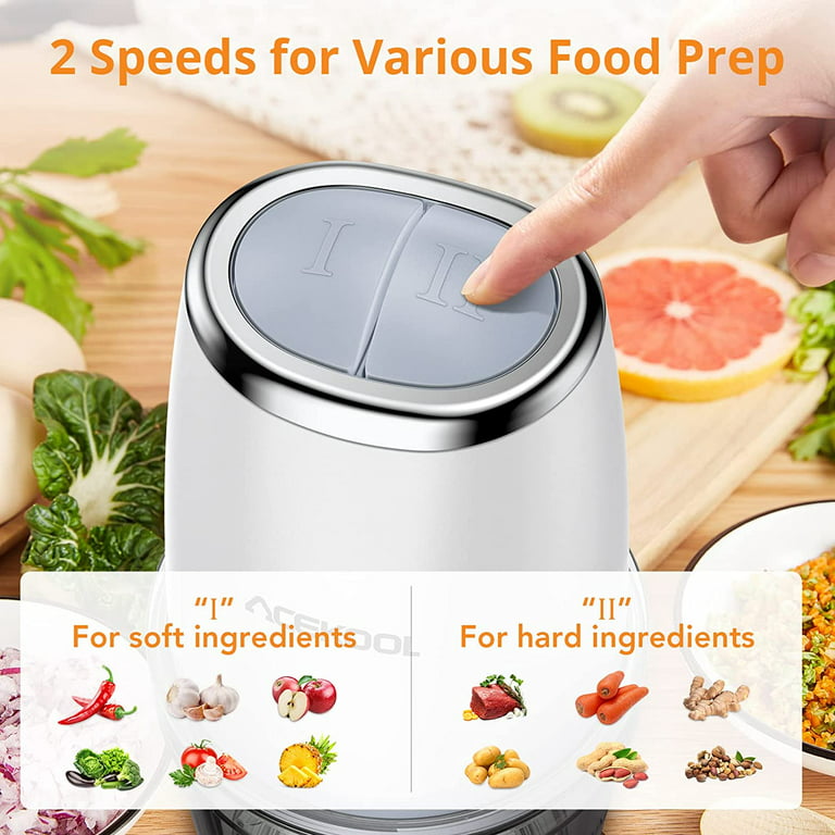 Portable Cordless Electric Baby Food Processor/Food Chopper 2 Glass Cups 10oz/20oz (300ml/600ml) Included Vegetable Fruit Meat, Puree, Baby Food Glass
