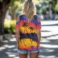 thumbnail image 4 of POLERO Palm Tree Sunset Print Womens Summer Cold Shoulder Tops Short Sleeve V Neck T Shirts Sexy Casual Cut Out Design Soft Lightweight Vacation Beach Tunic S, 4 of 8