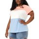 thumbnail image 1 of Plus Size T-shirt for Women Short Sleeve Round Neck Color Block Top, 1 of 7