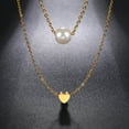 thumbnail image 7 of EUEAVAN Love Pearl Pendant Double Layer Stainless Steel Necklace Gold, 7 of 7