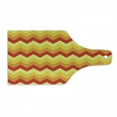 thumbnail image 1 of Yellow Chevron Cutting Board, Arrows Geometric Design in Vibrant Warm Colors Waves Classical, Tempered Glass Cutting and Serving Board, Wine Bottle Shape, Red Apricot Marigold, by Ambesonne, 1 of 1