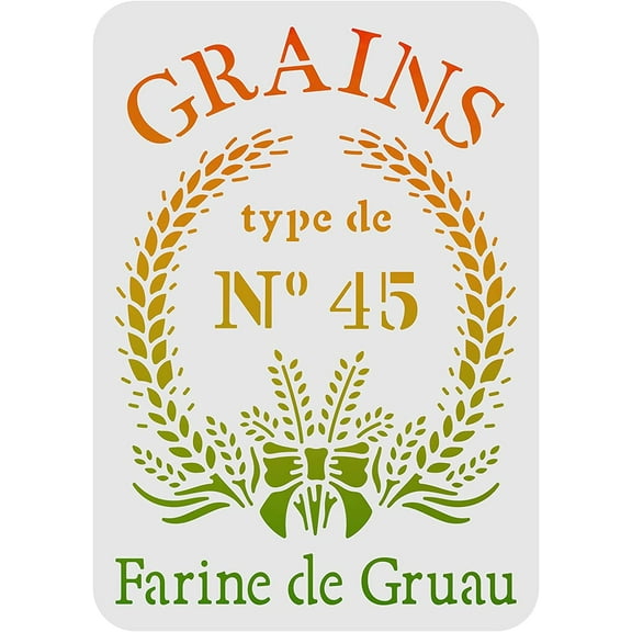 Grain Stencils Template 11.6x8.3 inch Plastic French Grain Sack Drawing Painting Stencils Rectangle Reusable Stencils for Painting on Wood Floor Wall and Tile