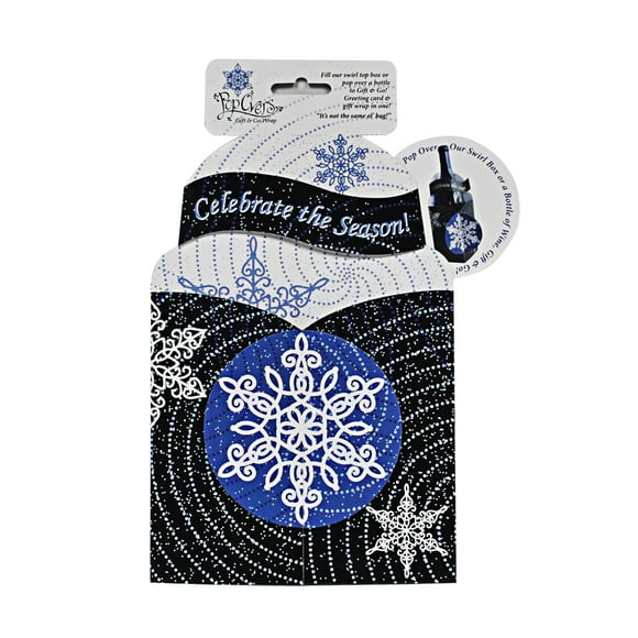 Pop Overs Flocons de Neige Célébrez la Saison Carte de Vœux et Emballage de Bouteille