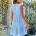 thumbnail image 7 of Women'S Summer Dresses 2025 Sleeveless V Neck Eyelet Hollow Out Swing A Line Beach Vacation Sun Dress Light Blue S, 7 of 7