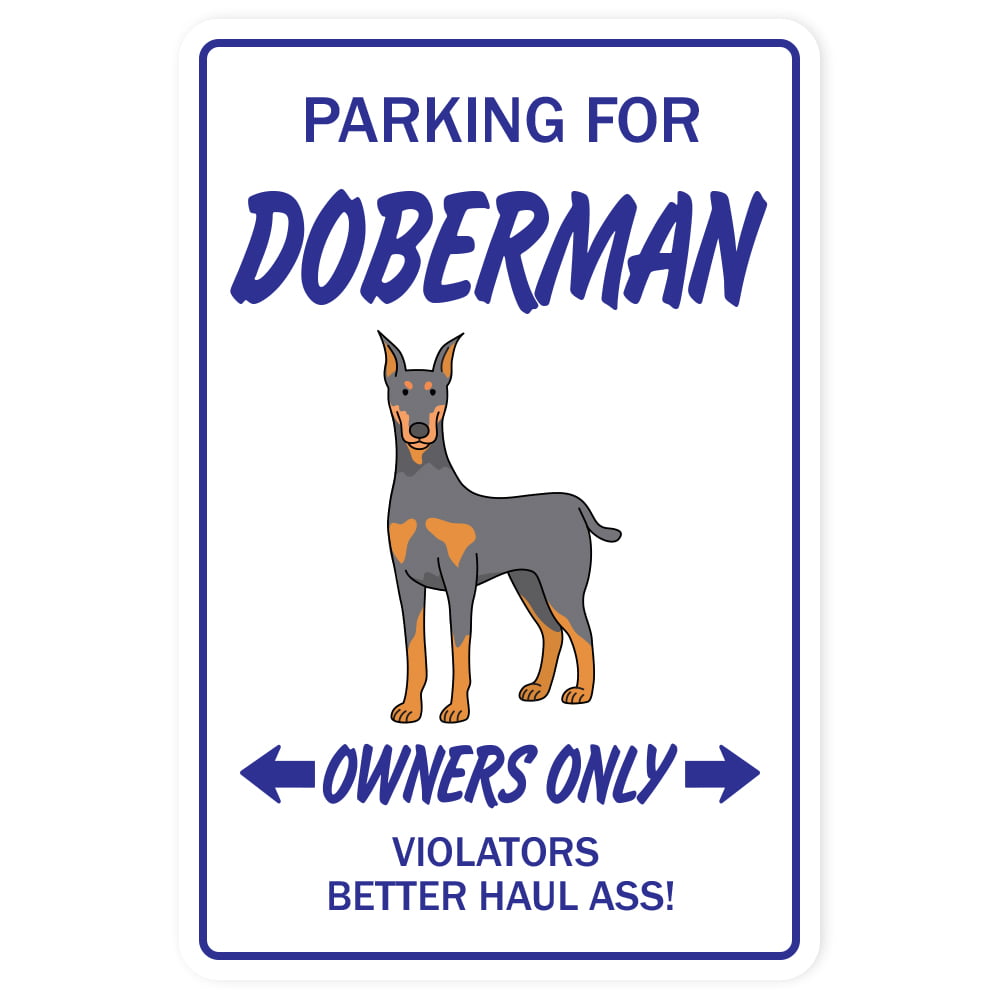 Warning 12" x 3" Beware of Doberman Aluminum Dog Sign and Sticker