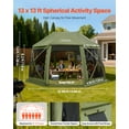 thumbnail image 2 of VEVOR Pop up Gazebo Screen Tent, 13 x 13 ft, 13-Sided Spherical Camping Canopy Tent with Removable Top & Carry Bag, Quick-Set & Bite-Proof, Screen House Sun Shelter for 10-12 Persons, Green, 2 of 9