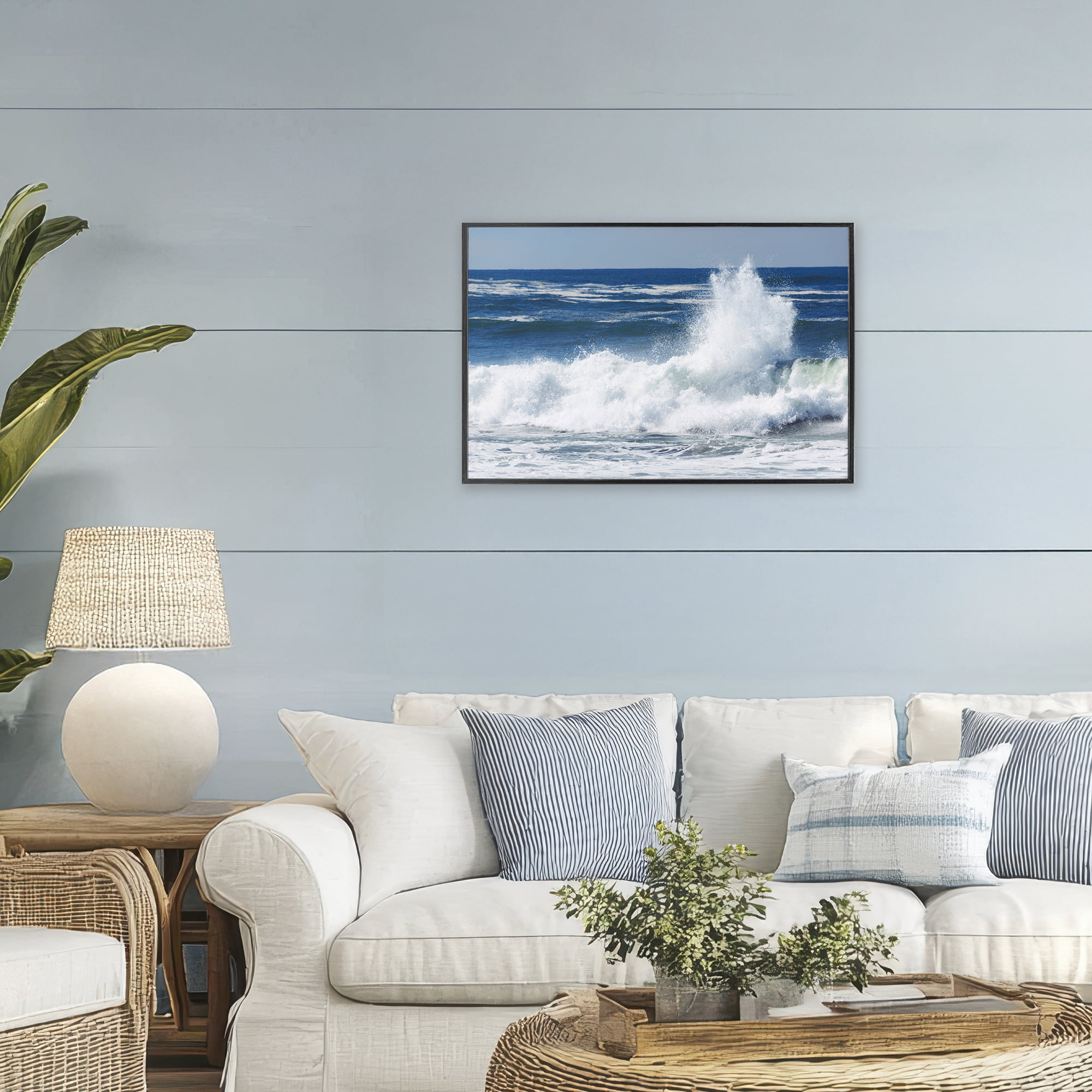 Stupell Industries Crashing Waves Splash Black Framed Giclee Art, design by JLM Photographs