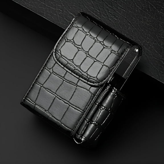 ACDANC Kitchen Supplies Leather Cigarette Case Flip Top Tobacco Holder Pouch Best Gift for Men Women
