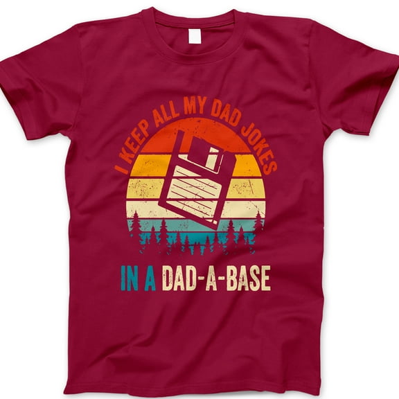 Dad-A-Base T-Shirt – Funny Tech Dad Joke Tee with Floppy Disk Graphic – Retro Style Father’s Day Gift for Programmer, Geek or Nerd Dad