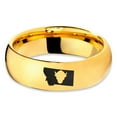 thumbnail image 2 of Tungsten Montana The Treasure State Bison Band Ring 7mm Men Women Comfort Fit 18k Yellow Gold Dome Polished, 2 of 4