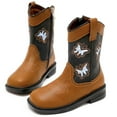thumbnail image 5 of DADAWEN Boys Western Boots Unisex Toddler Boots Brown 3.5 Big Kid, 5 of 7