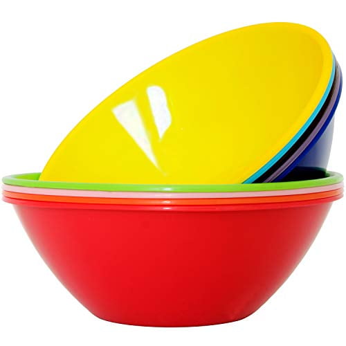 Red White Garden Outdoor BBQ Plastic Salad Serving Bowl Fruit Mixing Picnic Pot 