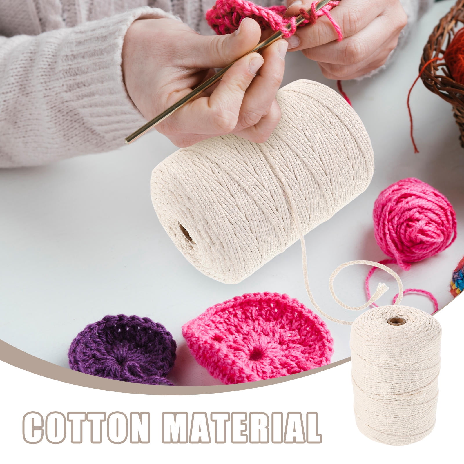 CTIRCHIU Soft Beige Cotton Rope for Macrame Crafts, Hand Weaving Cord for Wall Hangings, Home Decor and Projects