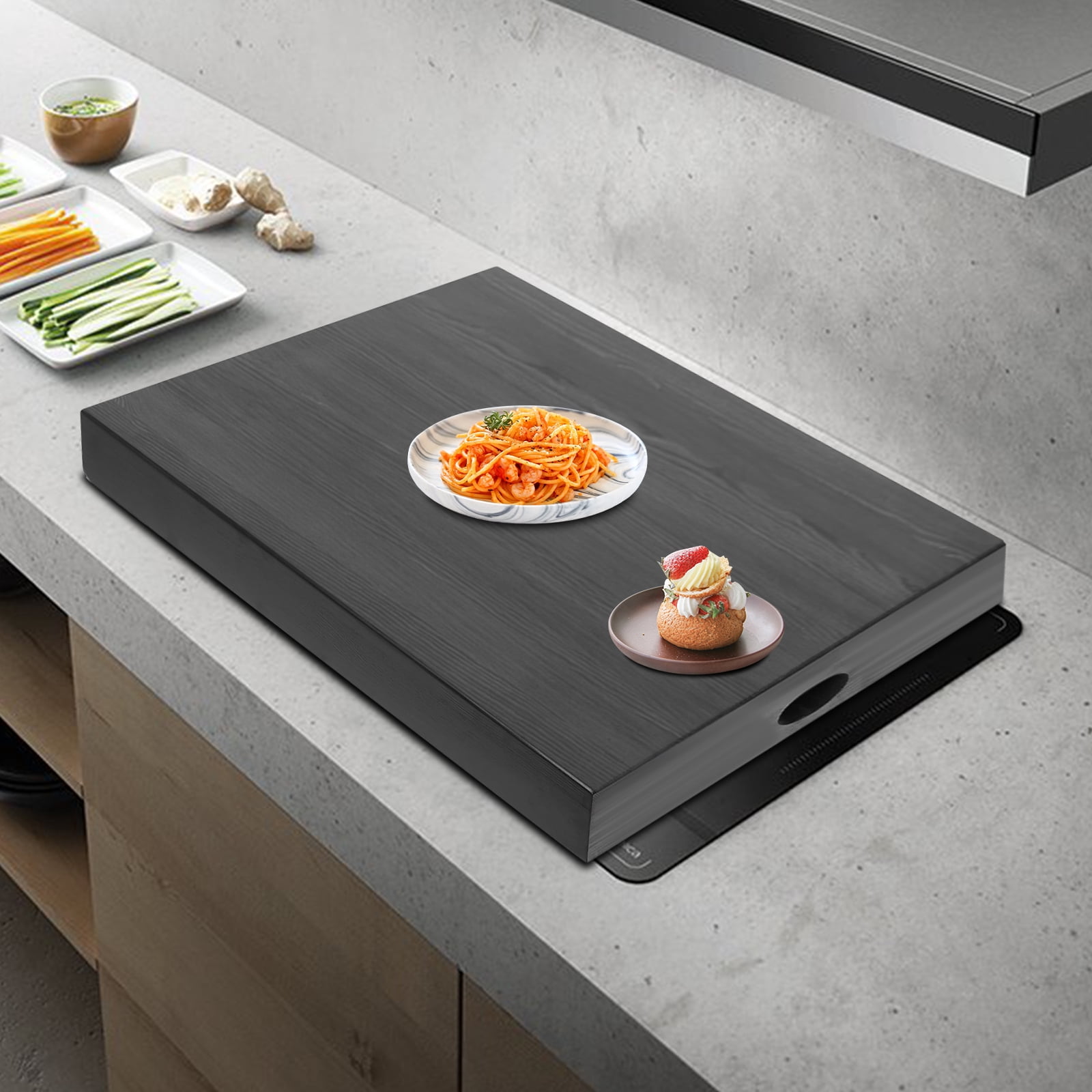 Pine Wood Stove Top Cover Noodle Board Stove Cover Stove Cover Protector Black