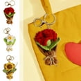 thumbnail image 2 of PEIBang Valentine's Day Crochet Rose Bouquet Cute Keychain for Women,Knitted Flowers Key Chains Purse Bag Charms for Valentine's Day Gift, 2 of 6