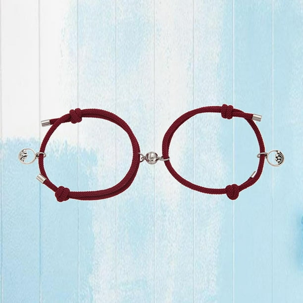 Pulsera de Distancia magnética Yinane 2Pcs Lovers Matching Bracelet Rojo B