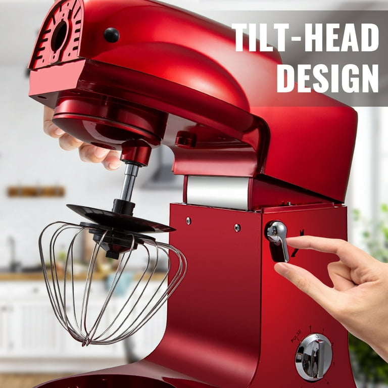 VIVOHOME 3 in 1 Multifunctional Stand Mixer with 6 Quart Stainless Steel  Bowl, 650W 6 Speed Tilt-Head Meat Grinder, Juice Blender, Red