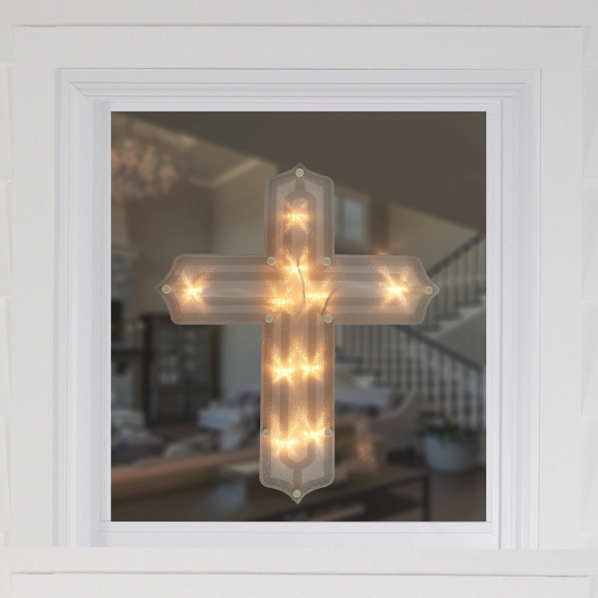 Miles Kimball Lighted Cross Window Decoration Holiday & Seasonal Décor