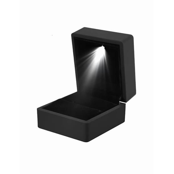 Caja de Anillo Xtellar de luz LED, Cajas Anillo de Compromiso Anillo de luz Iluminado de Moda Caja de exhibición de joyería Color Negro