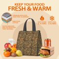 thumbnail image 5 of Camo and Branch Brown Pattern Insulated Lunch Bag for Women Men, Large Portable Soft Cooler Tote, Thermal Food Storage Bag with Pearl Cotton, 8.66L, 8.75"x5.75"x9.5", 5 of 6