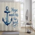 thumbnail image 4 of Blue Anchor Shower Curtains for Bathroom, Watercolor Hope Anchors The Soul Linen Texture Washable Fabric Shower Curtain with Hooks Waterproof Bathroom Decor Sets, 60 x 72 Inches, 4 of 9
