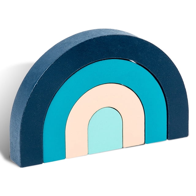 Paquete de 4 bloques de construcción de juguetes apilando juego juguetes juguetes educativos juguetes jugando aprendiendo para color forma de color geometría azul sidaley FN001467-03