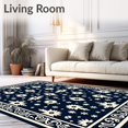 thumbnail image 2 of ODIKA 5'x7' Machine Washable Non-Slip Area Rug, Vintage Prairie Wild Celebration Farmstead Classic Traditional High Traffic Rug with Pad, Navy, 614051, 2 of 8
